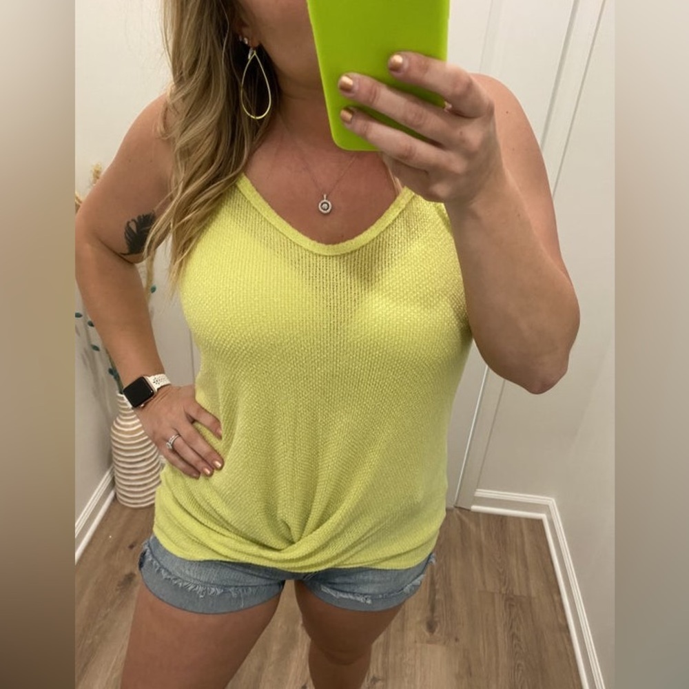NWT First Love lime tank top twist front
